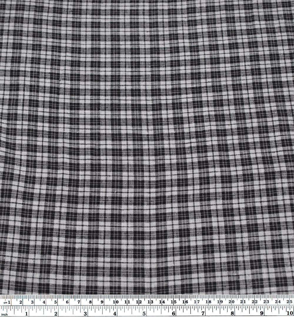 Plaid Hemp Lyocell Blend - Black/Cloud