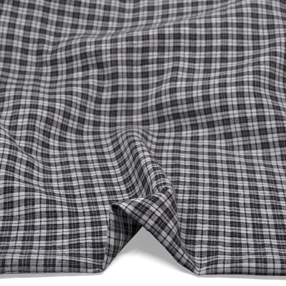 Plaid Hemp Lyocell Blend - Black/Cloud