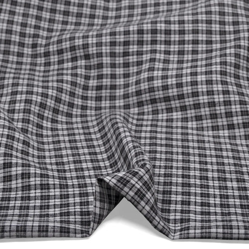 Plaid Hemp Lyocell Blend - Black/Cloud