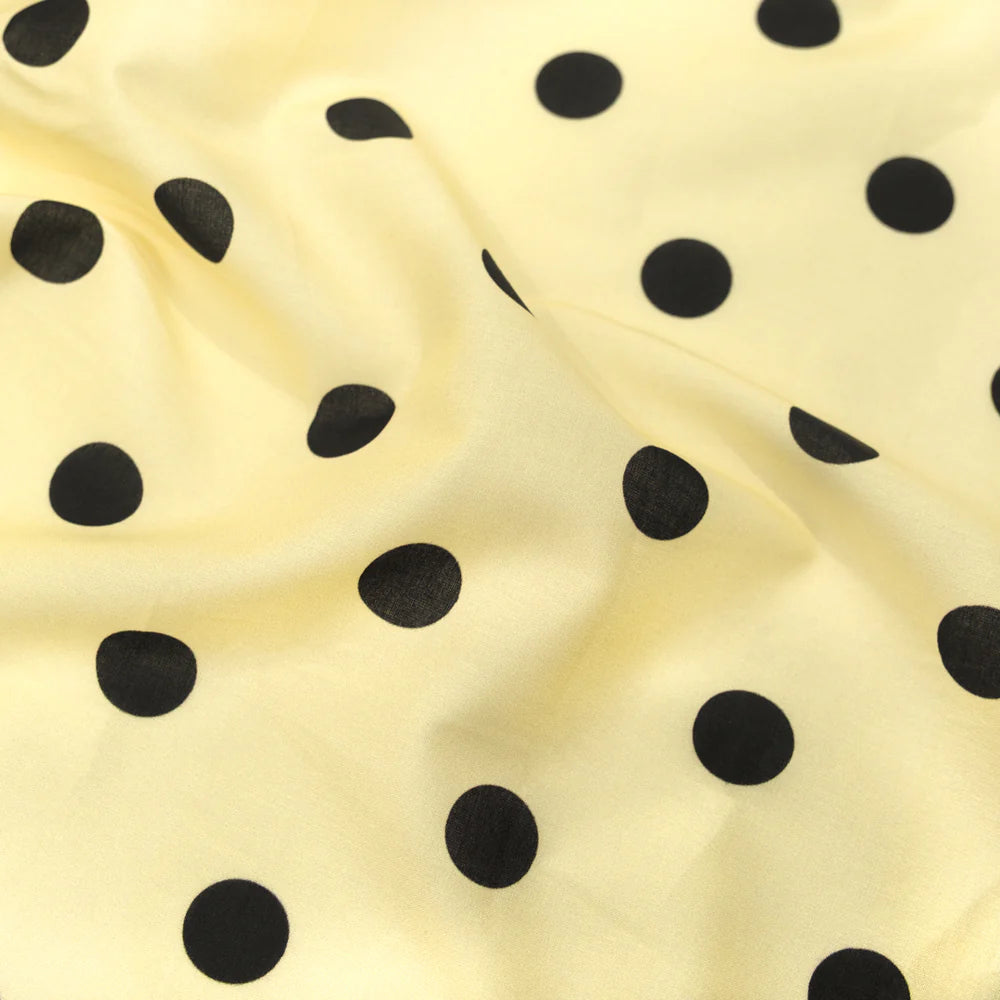 Big Dots Printed Cotton Lawn - Butter/Black