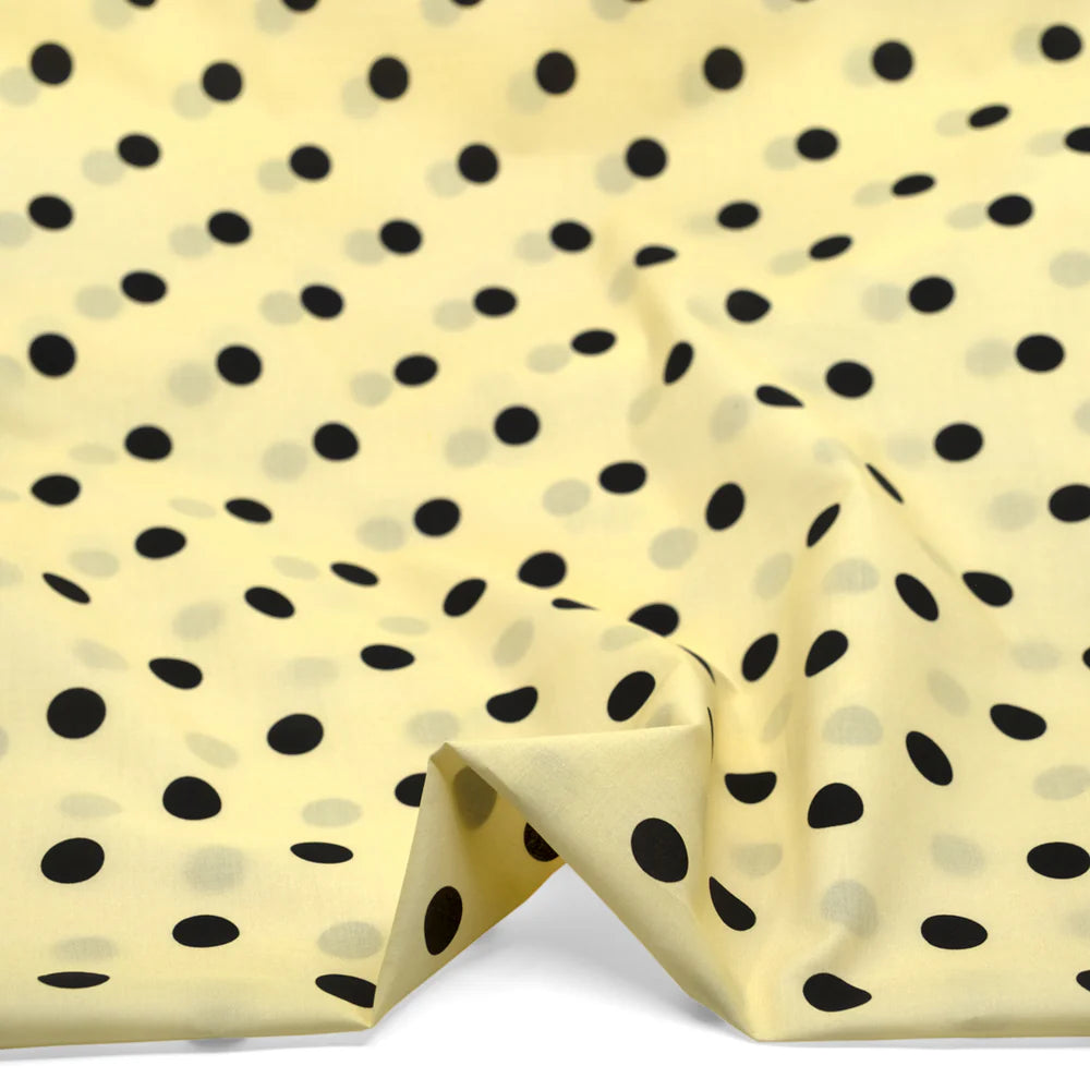 Big Dots Printed Cotton Lawn - Butter/Black