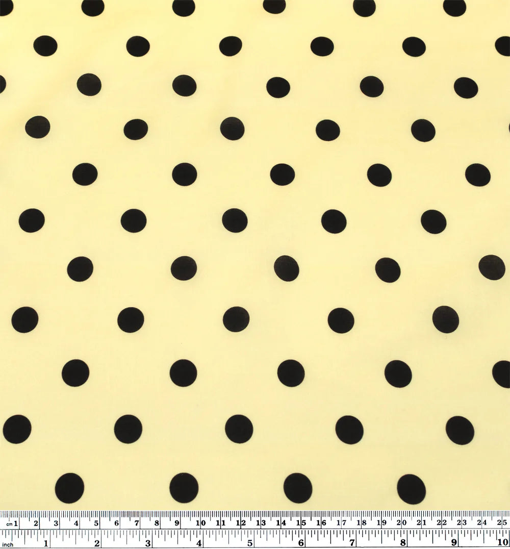 Big Dots Printed Cotton Lawn - Butter/Black