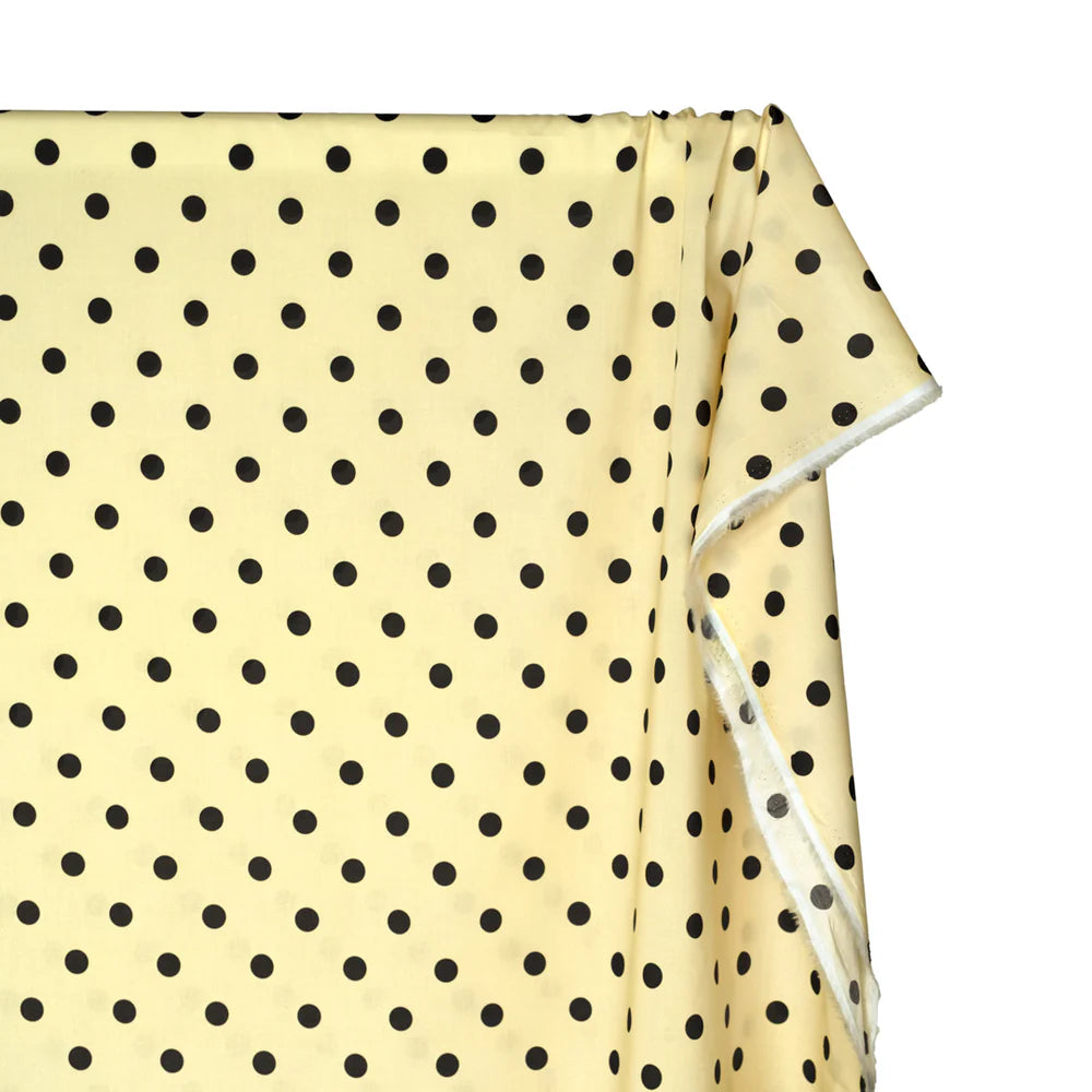 Big Dots Printed Cotton Lawn - Butter/Black