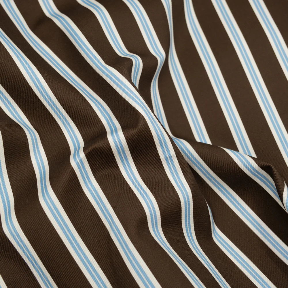 Bistro Stripe Printed Cotton Twill - Russet/Waterfall