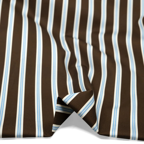 Bistro Stripe Printed Cotton Twill - Russet/Waterfall