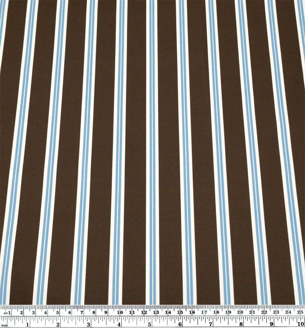 Bistro Stripe Printed Cotton Twill - Russet/Waterfall