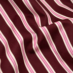 Bistro Stripe Printed Cotton Twill - Merlot/Gumdrop