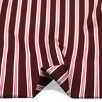 Bistro Stripe Printed Cotton Twill - Merlot/Gumdrop