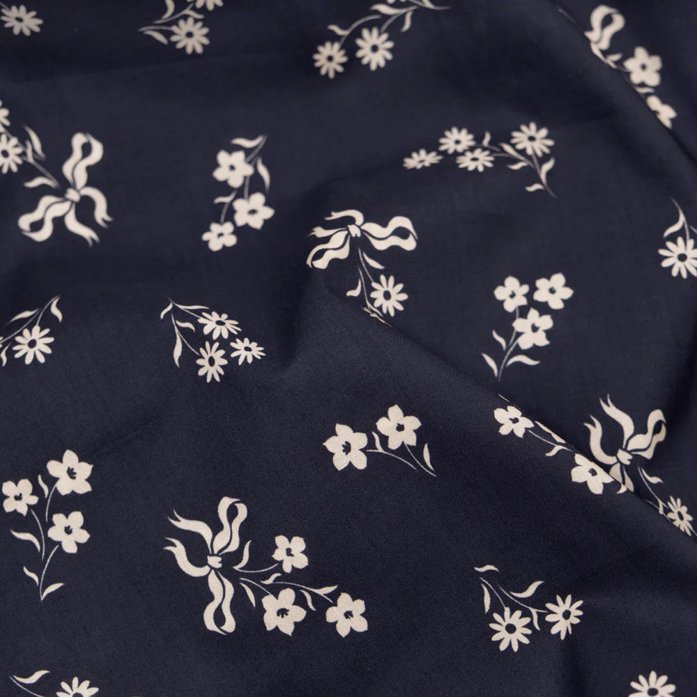 Darling Cotton Lawn - Navy/Ecru