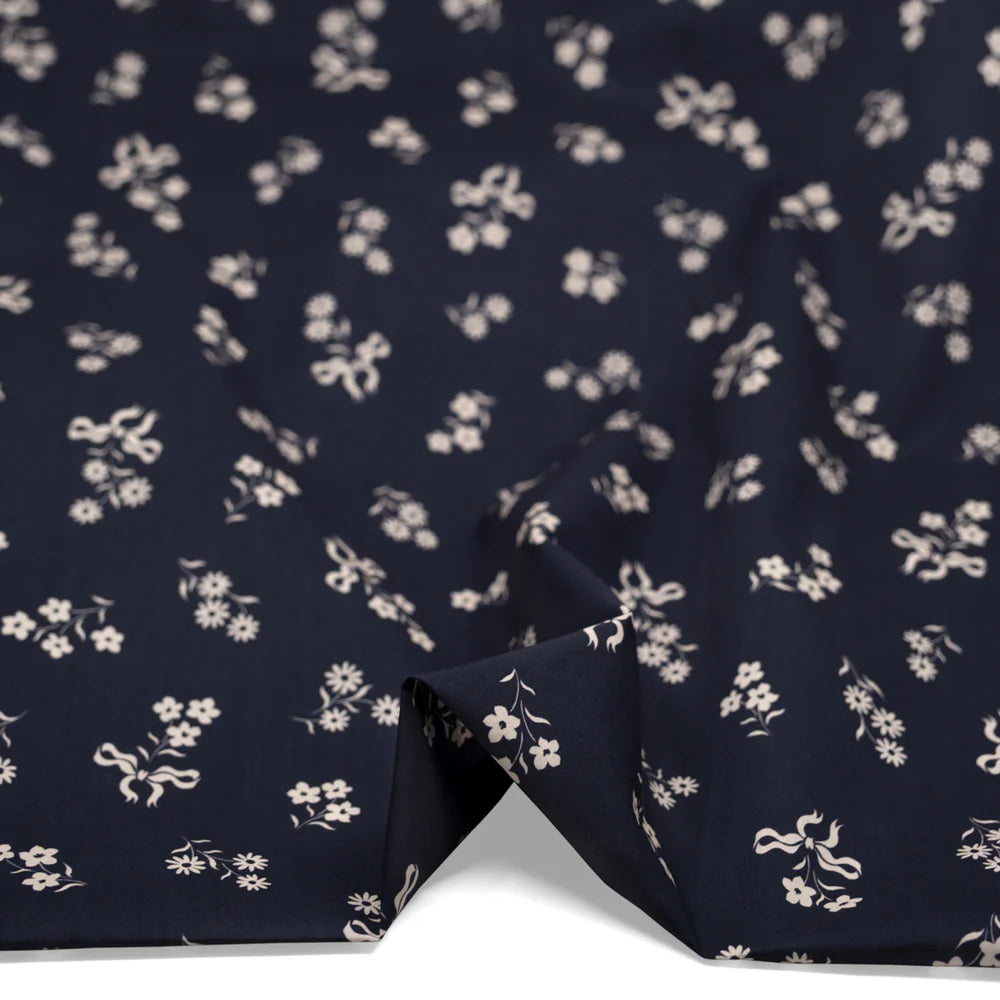Darling Cotton Lawn - Navy/Ecru