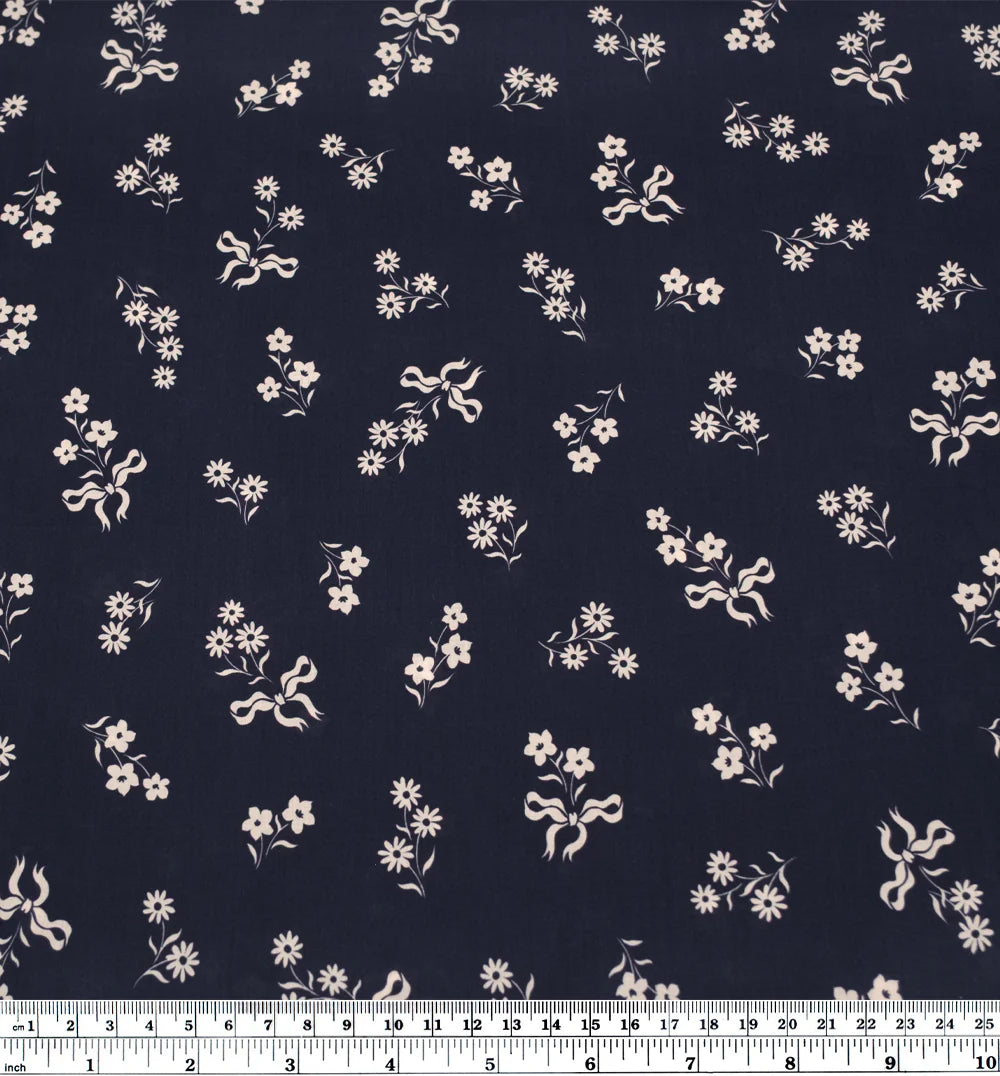 Darling Cotton Lawn - Navy/Ecru