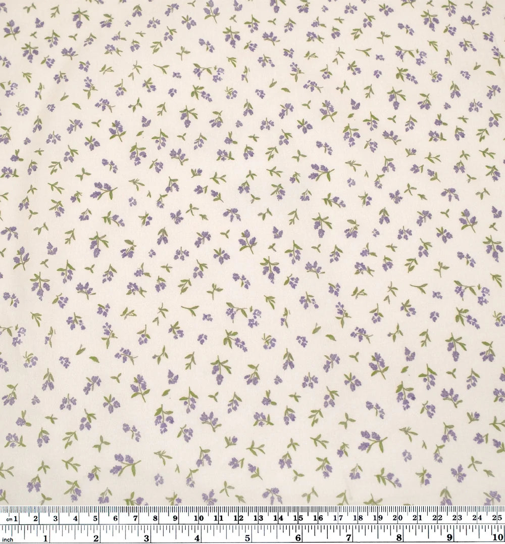 French Lavender Printed Cotton Lawn - Ivory/Wisteria