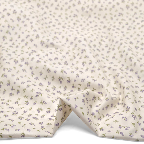 French Lavender Printed Cotton Lawn - Ivory/Wisteria