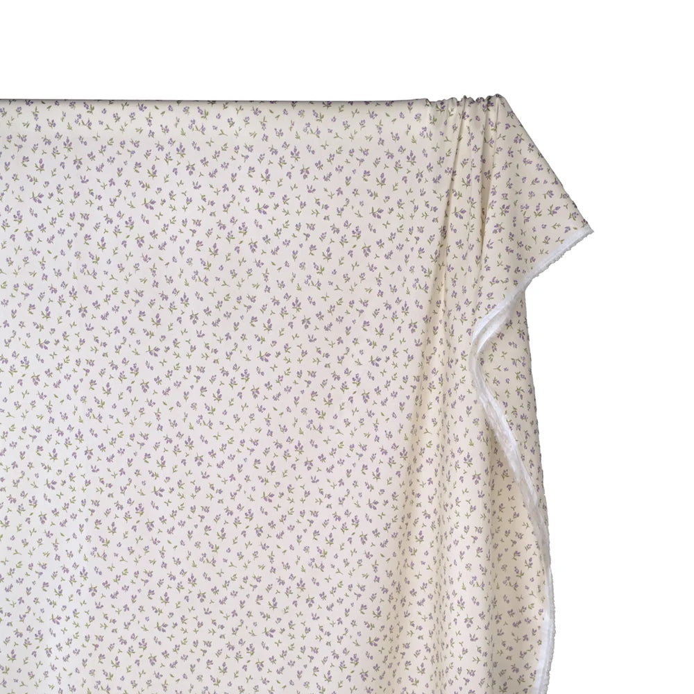 French Lavender Printed Cotton Lawn - Ivory/Wisteria