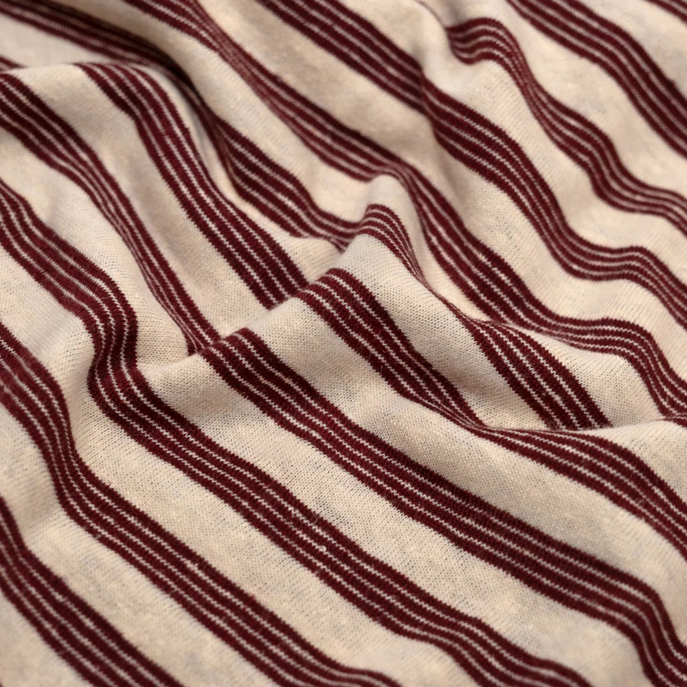 Peppermint Stripe Hemp Blend Jersey - Shell/Cranberry