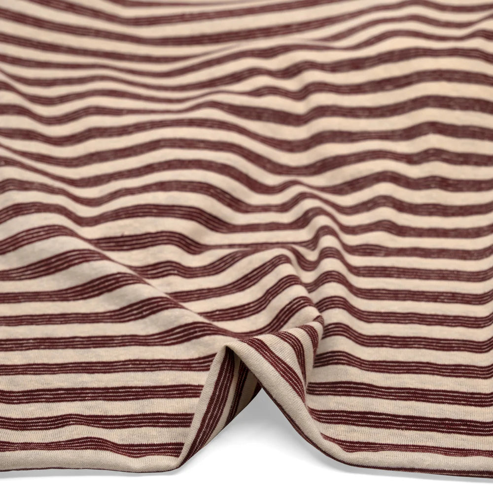 Peppermint Stripe Hemp Blend Jersey - Shell/Cranberry