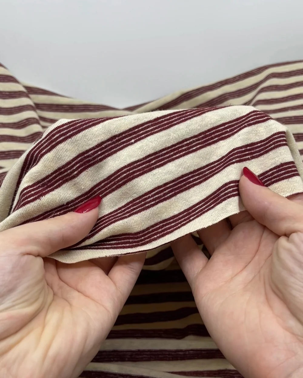 Peppermint Stripe Hemp Blend Jersey - Shell/Cranberry