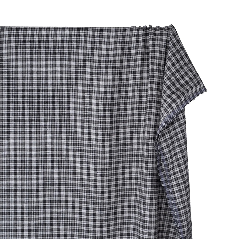 Plaid Hemp Lyocell Blend - Black/Cloud