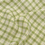 Plaid Hemp Lyocell Blend Seersucker - Sour Apple/White