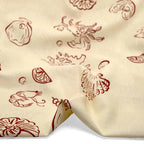 Seashells Linen Viscose Blend - Ivory/Cranberry