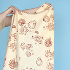 Seashells Linen Viscose Blend - Ivory/Cranberry