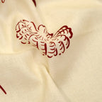 Seashells Linen Viscose Blend - Ivory/Cranberry
