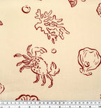 Seashells Linen Viscose Blend - Ivory/Cranberry