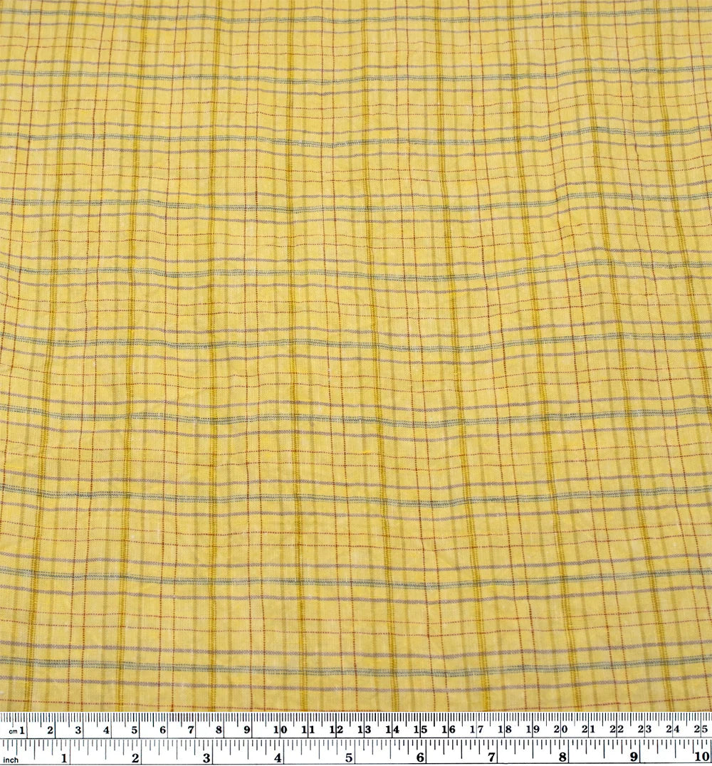 Sherbert Plaid Stonewashed Linen - Lemon Drop