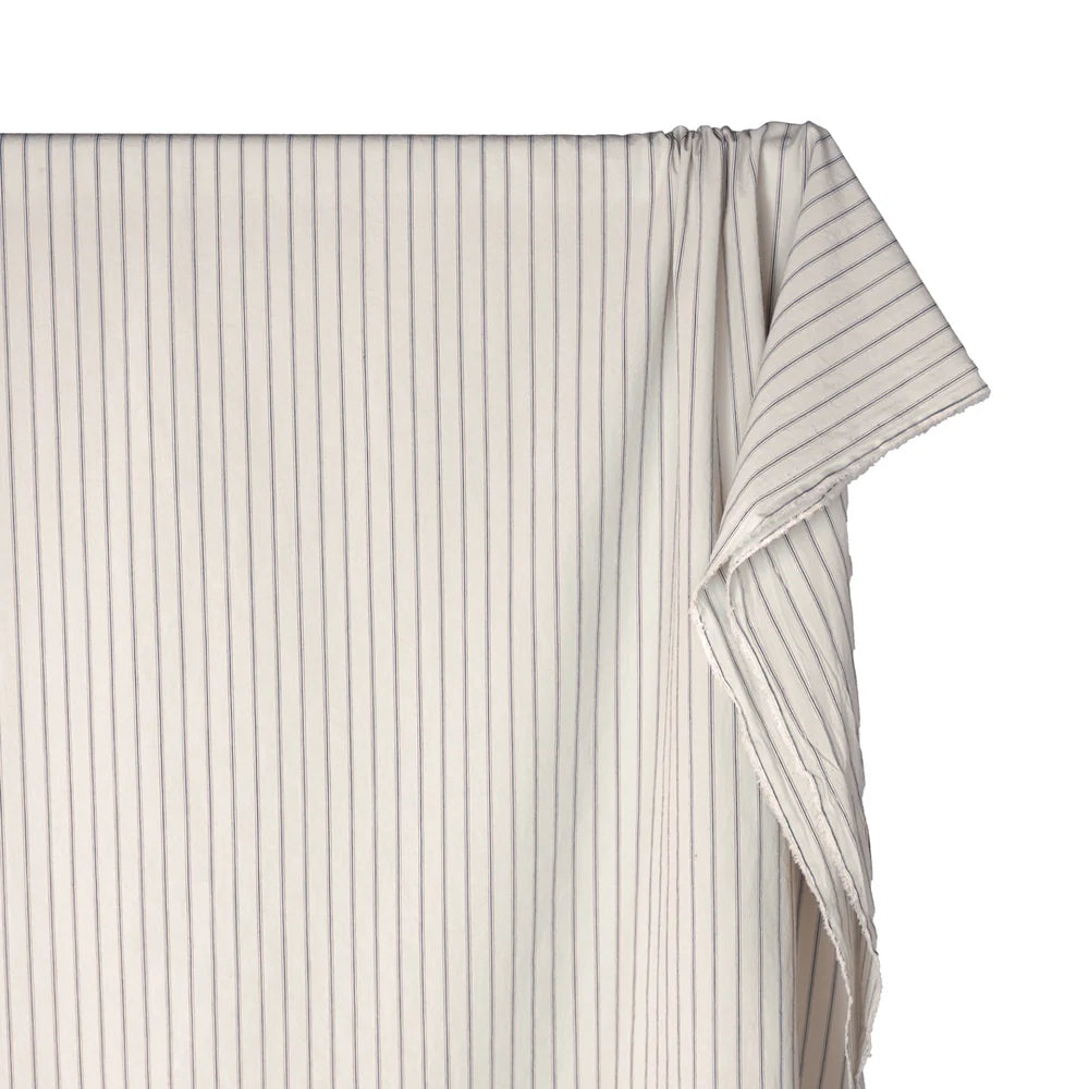 Stripe Washed Cotton Shirting - Parchment/Ink