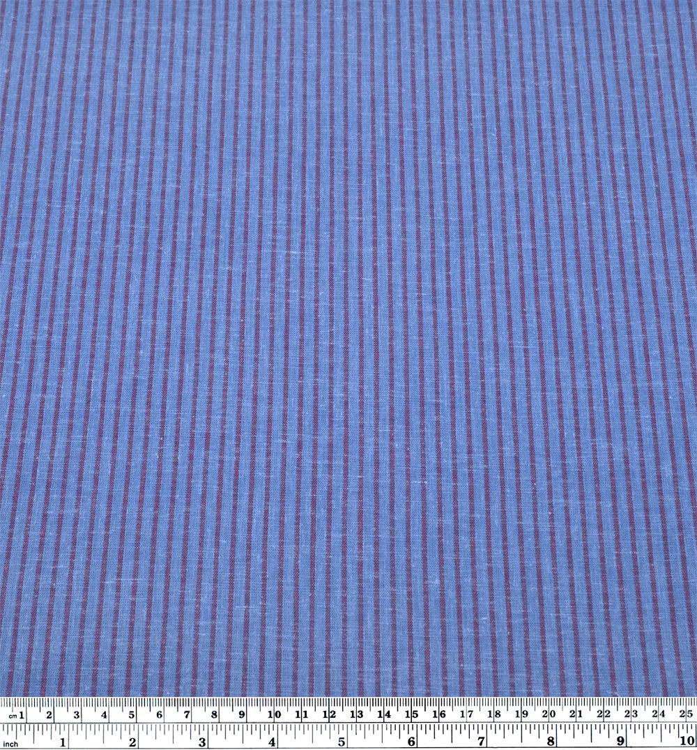 Striped Stretch Hemp Lyocell Blend - Cornflower/Berry
