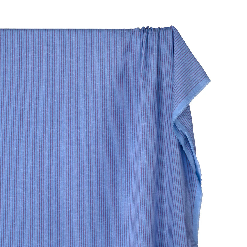 Striped Stretch Hemp Lyocell Blend - Cornflower/Berry
