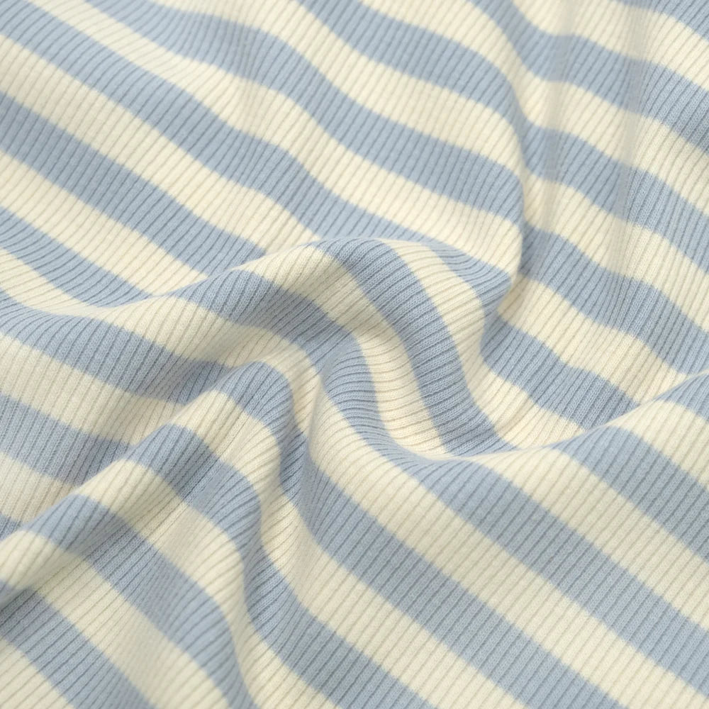 Sugar Stripe Cotton Rib Knit - Baby Blue