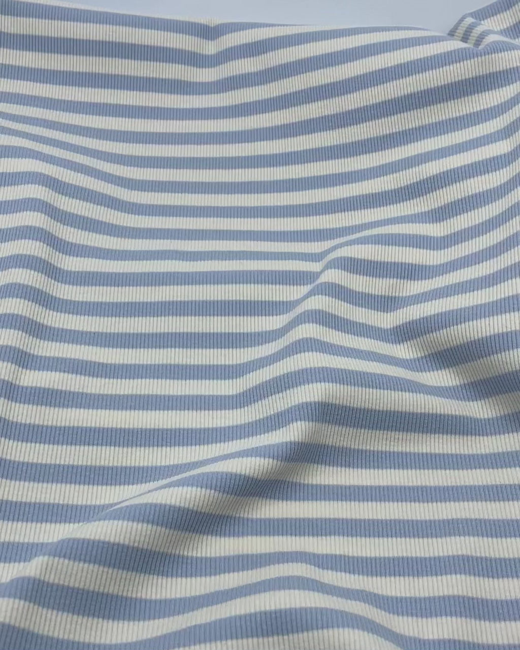 Sugar Stripe Cotton Rib Knit - Baby Blue