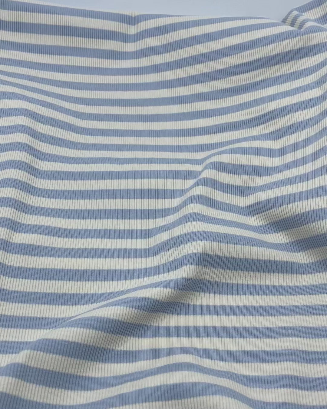 Sugar Stripe Cotton Rib Knit - Baby Blue