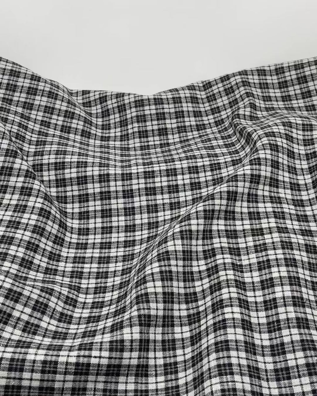 Plaid Hemp Lyocell Blend - Black/Cloud