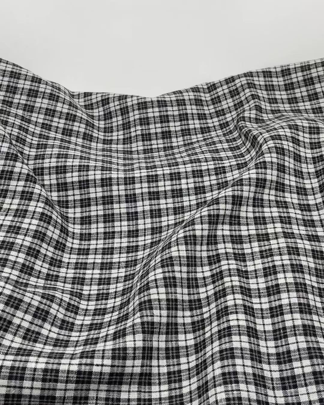 Plaid Hemp Lyocell Blend - Black/Cloud
