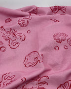 Seashells Linen Viscose Blend - Ivory/Cranberry