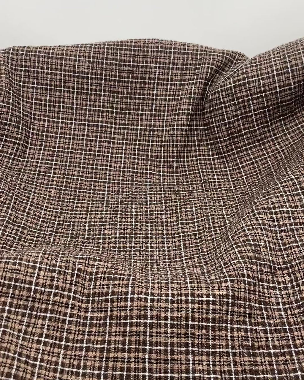 Plaid Hemp Lyocell Blend Seersucker - Umber/Crimini